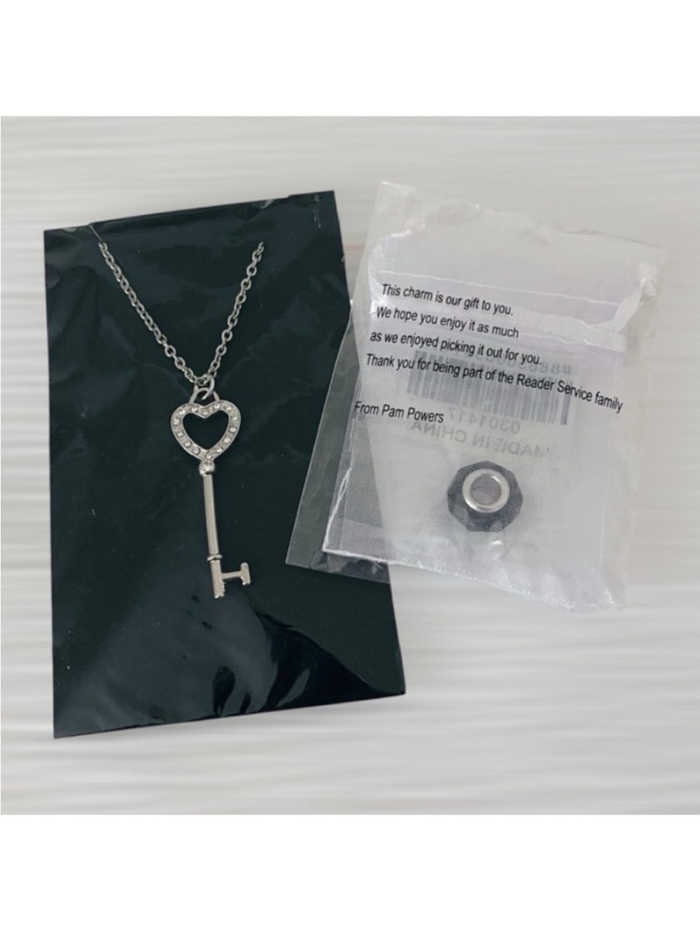 Reader Service Family Silver Heart Key Pendant Necklace and Charm